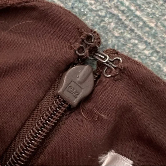 SAAC MIZRAH Brown Eyelet Linen Knee length Dress Size 10 - Picture 10 of 16